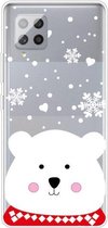 Voor Samsung Galaxy A42 Christmas Series Clear TPU beschermhoes (Chubby White Bear)