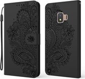 Voor Samsung Galaxy J2 Core / 2020 Pauw Reliëfpatroon Horizontale Flip Leren Case met Houder & Kaartsleuven & Portemonnee & Lanyard (Zwart)