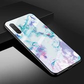 Voor Xiaomi Mi CC9e beschermhoes van marmerglas (inktpaars)
