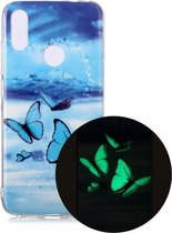 Voor Xiaomi Redmi Note 7 Lichtgevende TPU zachte beschermhoes (vlinders)