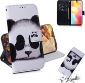 Voor Xiaomi Mi Note 10 Lite Gekleurde tekening Horizontale flip lederen tas met houder & kaartsleuf & portemonnee (Panda)