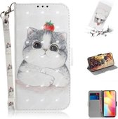 Voor Xiaomi Mi Note 10 Lite 3D Geschilderd Patroon Magnetische Aantrekkelijkheid Horizontale Flip Leren Case met Houder & Kaartsleuf & Portemonnee & Lanyard (Leuke Kat)