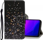 Voor Xiaomi Mi 10 Lite 5G Gekleurd tekeningpatroon Horizontale flip lederen tas met houder & kaartsleuven & portemonnee (zwarte ster)