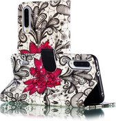Voor Xiaomi Mi CC9e 3D Patroon Gekleurde Tekening Horizontale Flip Leren Case met Houder & Kaartsleuven & Portemonnee & Lanyard (Kant Bloem)