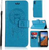 Windgong Uil Embossing Patroon Horizontale Flip lederen tas met houder & kaartsleuven & portemonnee voor Xiaomi Redmi 7A (blauw)