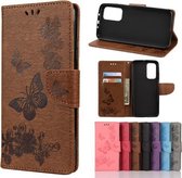Voor Xiaomi Mi 10T 5G Vlinders Embossing Horizontale flip lederen tas met houder & kaartsleuven & portemonnee (bruin)