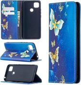 Voor Geschikt voor Xiaomi Redmi 9C Gekleurde Tekening Patroon Onzichtbare Magnetische Horizontale Flip PU Lederen Case met Houder & Kaartsleuven & Portemonnee (Gouden Vlinders)