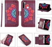 Voor Xiaomi Redmi Note 8 Afdrukken Tweekleurig Half Mandala-patroon Dubbelzijdige magnetische gesp Horizontale flip lederen tas met houder & kaartsleuven & portemonnee & fotolijst & lanyard (