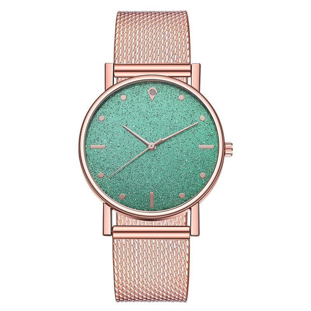 Modern Dames Horloge Rosé Groen • Fashion • Rosegold • Roze • Zwart • Zilver • Rood • Blauw • Groen