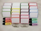 Leitner Flashcards - Colour Pack 1000 A7 Flashcards + 10 ringen + Stabilo Boss Pastel Markers -  20 pakjes á 50 stuks in 10 kleuren - 300 grams FSC Karton - Steekkaarten A7 - Flashkaarten A7 