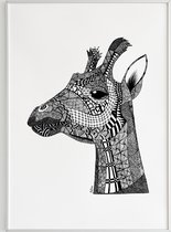 Studio Salóme - Posters - Zentangle - Giraffe - Zwart Wit - Wallart - Kunst - Poster
