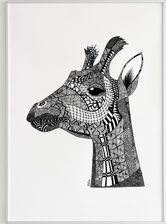 Studio Salóme - Posters - Zentangle - Giraffe - Zwart Wit - Wallart - Kunst - Poster
