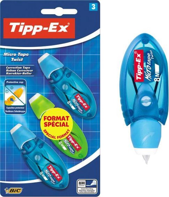 Tipp-Ex Micro Tape Twist Correctieroller - 3 stuks - Kleur willekeurig