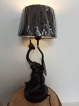 Olifanten beeld  Olifanten tafel lamp zwart     van Clayre&Eef       inclusief kap en lamp      51x20x20 cm