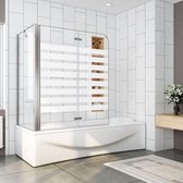 120x70x140cm Badewanne Aufsatz Faltwand Duschwand 6mm ESG Glas mit Seitenwand，Montagewijze:Rechts