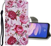 Voor Vivo S1 Pro Gekleurd tekeningpatroon Horizontaal leren flip-hoesje met houder & kaartsleuven & portemonnee (pioenroos)