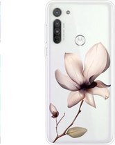 Voor Motorola G8 Gekleurd tekenpatroon Zeer transparant TPU beschermhoes (Lotus)