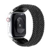 Nylon + leer gevlochten horlogeband voor Apple Watch Series 6 & SE & 5 & 4 44 mm / 3 & 2 & 1 42 mm, maat: S (zwart)