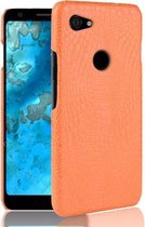 Schokbestendige krokodillentextuur pc + PU-hoes voor Google Pixel 3A XL (oranje)