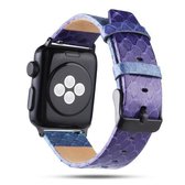 Voor Apple Watch Series 6 & SE & 5 & 4 44mm / 3 & 2 & 1 42mm Snake Skin Texture Top-grain lederen band (paars)