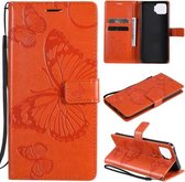Voor OPPO F17 / A73 (2020) 4G 3D vlinders reliëfpatroon horizontaal flip lederen tas met houder & kaartsleuf & portemonnee (oranje)