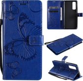 Voor Huawei Psmat 2021 3D Vlinders Embossing Patroon Horizontale Flip Leren Case met Houder & Kaartsleuf & Portemonnee (Blauw)