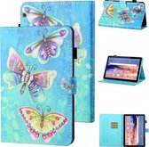 Voor Huawei MediaPad T5 10.1 Gekleurde Tekening Stiksels Horizontale Flip Lederen Case met Houder & Kaartsleuf (Kleurrijke Vlinders)