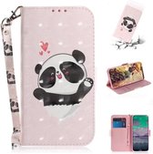 Voor Nokia 3.4 3D Gekleurde Tekening Horizontale Flip Leren Case met Houder & Kaartsleuven & Portemonnee & Lanyard (Hart Panda)