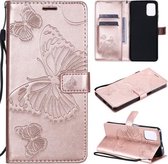 Voor Motorola Moto G9 Plus 3D Vlinders Embossing Patroon Horizontale Flip Leren Case met Houder & Kaartsleuf & Portemonnee (Rose Goud)