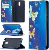 Voor Nokia 2.3 Gekleurde Tekening Patroon Onzichtbare Magnetische Horizontale Flip PU Lederen Case met Houder & Kaartsleuven & Portemonnee (Gouden Vlinders)