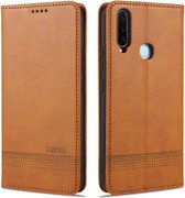 Voor vivo Y3s / Y17 AZNS Magnetische Kalfsstructuur Horizontale Flip Leren Case met Kaartsleuven & Houder & Portemonnee (Lichtbruin)
