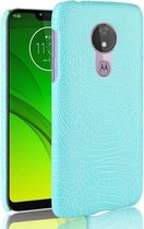 Schokbestendig Crocodile Texture PC + PU-hoesje voor Motorola Moto G7 Power (groen)