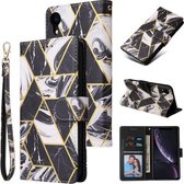 Marmer Bronzing Stitching Horizontale Flip PU lederen tas met houder & kaartsleuven & portemonnee & fotolijst voor iPhone XS Max (zwart)