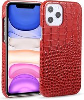 Hoofdlaag rundleer krokodillenleer beschermhoes voor iPhone 12/12 Pro (rood)