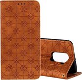 Voor Xiaomi Redmi Note 9 / 10X Lucky Flowers Embossing Pattern Magnetische Horizontale Flip Leather Case met houder & kaartsleuven (bruin)