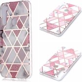 Voor Geschikt voor Xiaomi Redmi Note 8 Plating Marble Pattern Soft TPU beschermhoes (roze)