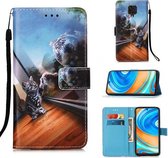 Voor Xiaomi Redmi Note 9S Schilderen Horizontale Flip Leren Case met Houder & Kaartsleuf & Portemonnee & Lanyard (Spiegel Kat)