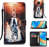 Voor Xiaomi Redmi Note 9S Schilderen Horizontale Flip Leren Case met Houder & Kaartsleuf & Portemonnee & Lanyard (Kat en Tijger)