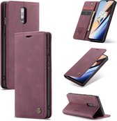 CaseMe-013 Multifunctionele horizontale lederen flip case met kaartsleuf en houder voor Huawei P20 (wijnrood)