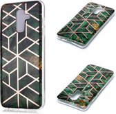 Voor Galaxy A6 + (2018) Plating Marble Pattern Soft TPU beschermhoes (groen)