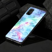 Voor Galaxy A41 Marble Pattern Soft TPU beschermhoes (blauw)