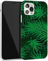 Glanzend plantpatroon TPU-beschermhoes voor iPhone 11 (palmblad)