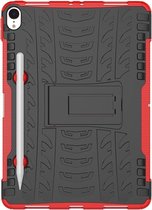 Apple iPad Pro 11 (2018) Hoes - Mobigear - Tire Serie - Hard Kunststof Backcover - Zwart /  Rood - Hoes Geschikt Voor Apple iPad Pro 11 (2018)