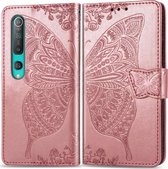 Xiaomi Mi 10 Pro Hoesje - Mobigear - Butterfly Serie - Kunstlederen Bookcase - Roségoud - Hoesje Geschikt Voor Xiaomi Mi 10 Pro