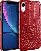 Hoofdlaag rundleder krokodillentextuur beschermhoes voor iPhone XR (rood)