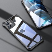 iPaky TPU + lederen frame + pc transparante beschermhoes voor iPhone 12 mini (zwart)