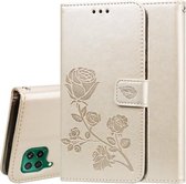 Voor Huawei P40 Lite Rose reliëf horizontale flip PU lederen tas met houder & kaartsleuven & portemonnee (goud)