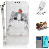 Voor Huawei P40 lite 3D Schilderen Horizontale Flip Leren Case met Houder & Kaartsleuf & Portemonnee & Lanyard (Leuke kat)