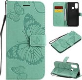 Voor Huawei P Smart (2020) 3D Vlinders Embossing Patroon Horizontale Flip Leren Case met Houder & Kaartsleuf & Portemonnee (Groen)