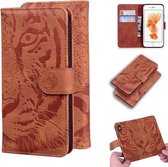 Voor iPhone 6s Plus / 6 Plus Tiger Embossing Pattern Horizontale Flip lederen tas met houder & kaartsleuven & portemonnee (bruin)